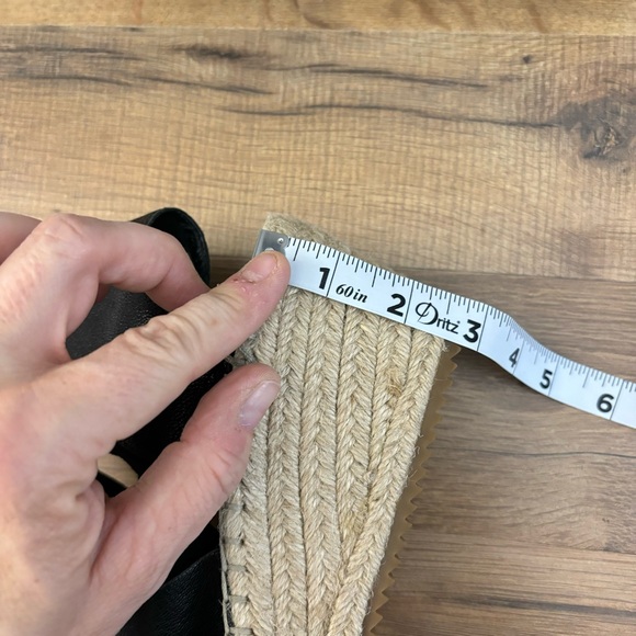 Eileen Fisher Black Leather Willow Espadrille Wedge Sandal Women’s - Picture 10 of 11